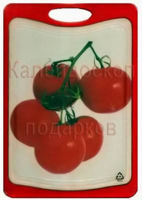 Разделочная доска с антимикробной защитой Microban (Майкробан) серия "Малая с рисунком", цвет : красный Размер: 200мм. х 290мм. рис "Гроздь томатов"