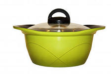 Посуда с керамическим покрытием Ecoramic (Экорамик) Кастрюля - 2л. цвет: жёлтый  Размер: d - 20см. (верх)