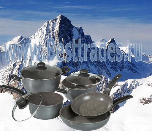 Stoneline Посуда с каменным покрытием wx 6588 Набор посуды из 8 предметов (серый)