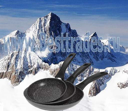 Stoneline Посуда с каменным покрытием wx 6882 Набор сковород из 3 предметов(серый)