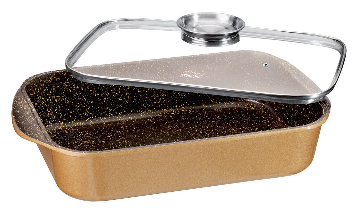 wx15980 Stoneline Посуда с каменным покрытием Противень с крышкой "Арома" 40х25 см. золото: